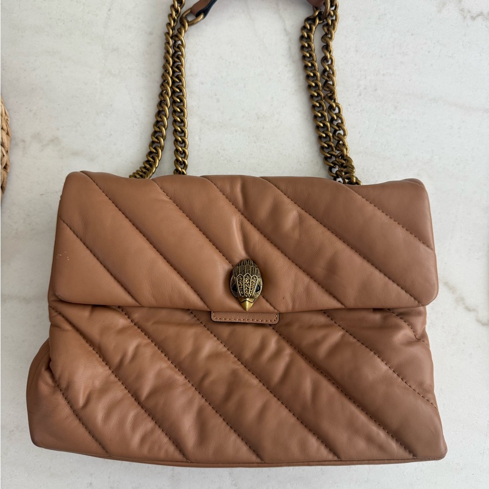 Kurt Geiger Tan Quilted Shoulder Bag with Chain Strap